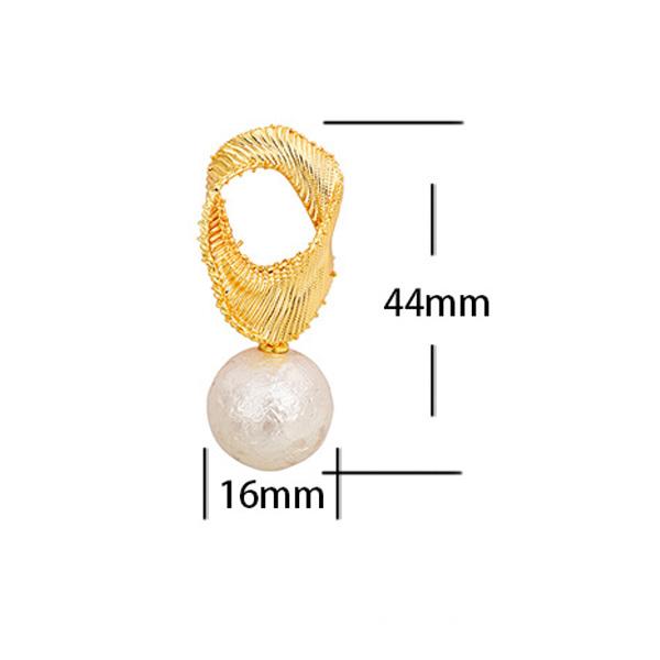 2026 Vintage French Ribbon Stripe Pearl Earrings - Elegant Gold Plated Textured Cotton Pearl Drop Earrings for Women High-End Jewelry