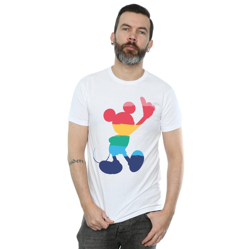 Disney Mens Mickey Mouse Rainbow Pose T-Shirt