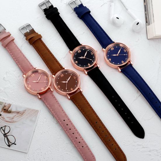 Women Faux Leather Strap Watch Luminous Round Dial Analog Watch Minimalist Ladies Casual Formal Wristwatch Gifts for Her