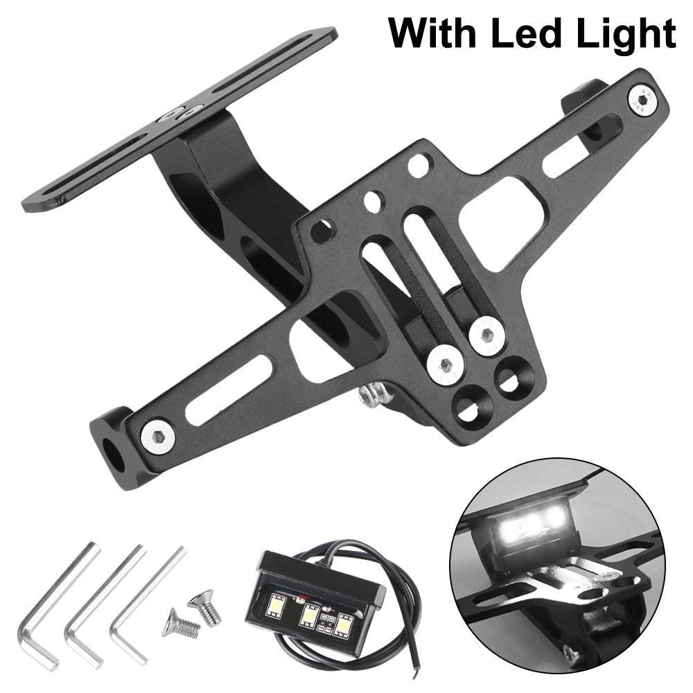 CNC LED Light Aluminum Fender Eliminator Kits Motorcycle License Number Plate Bracket Rear Turn Signal Lamp Holder Universal
