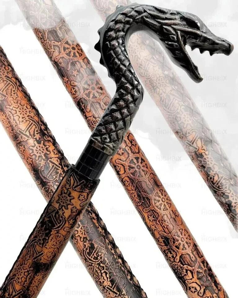 Walking Hand Cane Stick Handmade Leather Raped Designer Unisex Walking Cane