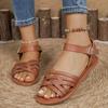 Women's Versatile Roman Cross Strap Flat Sandals for Outdoor and Beach.