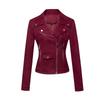 New Women's Motorcycle Jacket, Women's Leather Jacket Short, Slim Suede Leather Jacket Women's