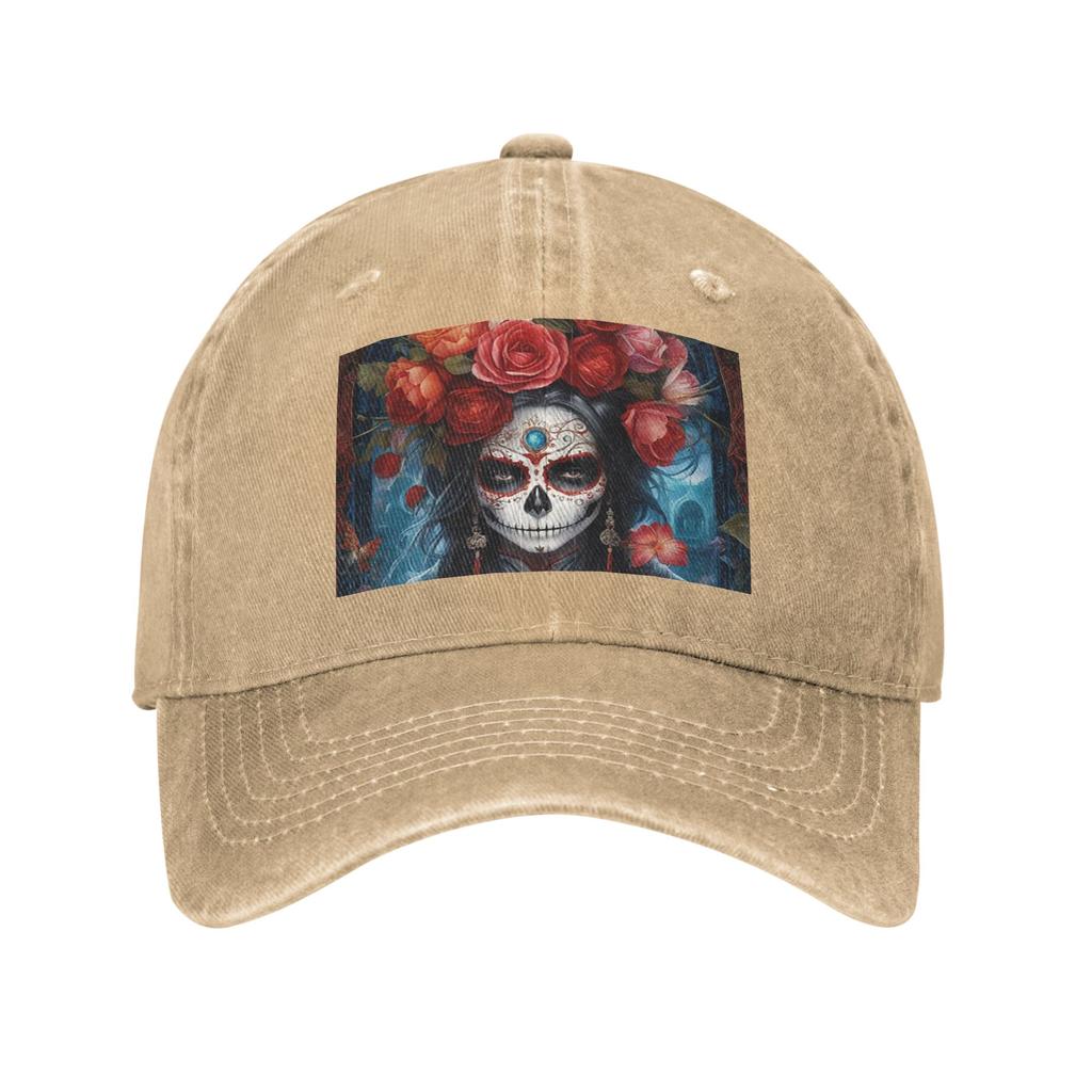 Mexican Catrina Sugar Skull Lady Denim Cap Casual Baseball Caps Adjustable Hat Summer Unisex Baseball Hats