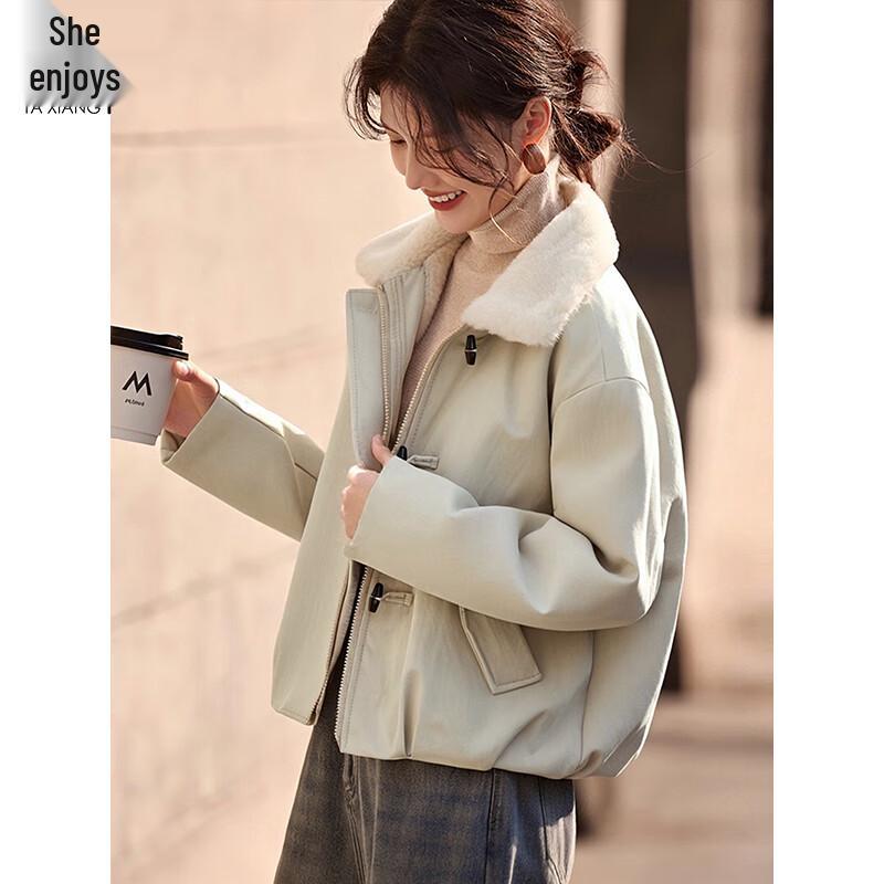 

She Xiang Women s Winter Fur Collar Parka Jacket T54D116 M