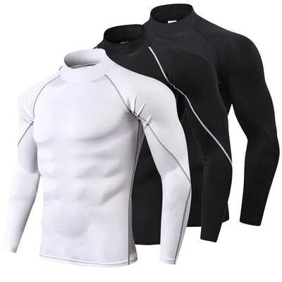 Body Sportivo da Uomo a Manica Lunga con Collo Alto - Top Base Layer Fitness Training ad Alta Elasticità ad Asciugatura Rapida