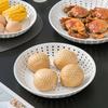 Round Shape Ceramic Perforated Steamer Plate White Hollow Out Drain Dish  Restaurant Use