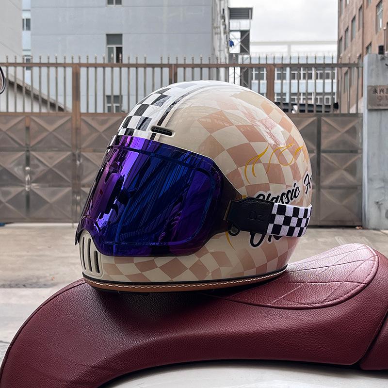

Японский ретро космический шлем маленький корпус шлема круизный шлем мужской и женский четырехсезонный полнолицевой шлем каска ветрозащита и защита от солнца XXL