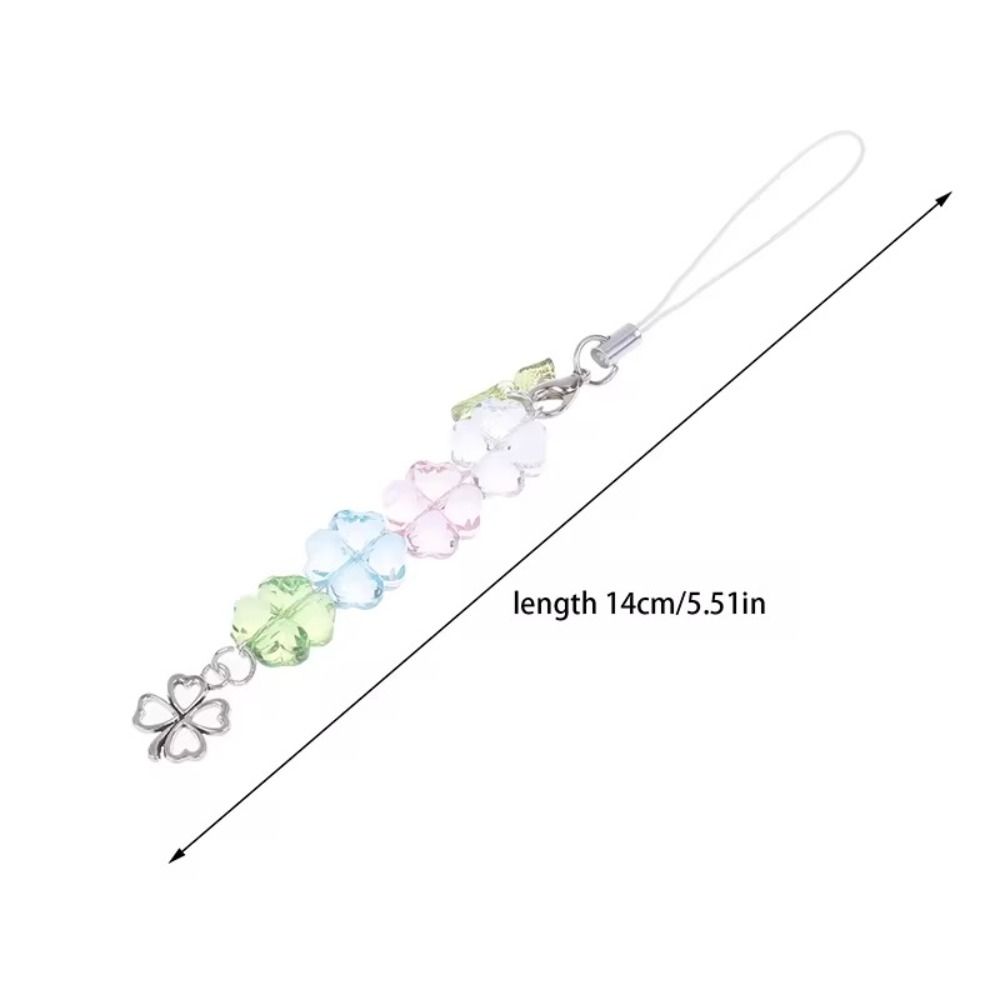 Green Lucky Cell Phone Chain Wrist Strap Four Leaf Lanyard Clover Phone Lanyard  Phone Charm