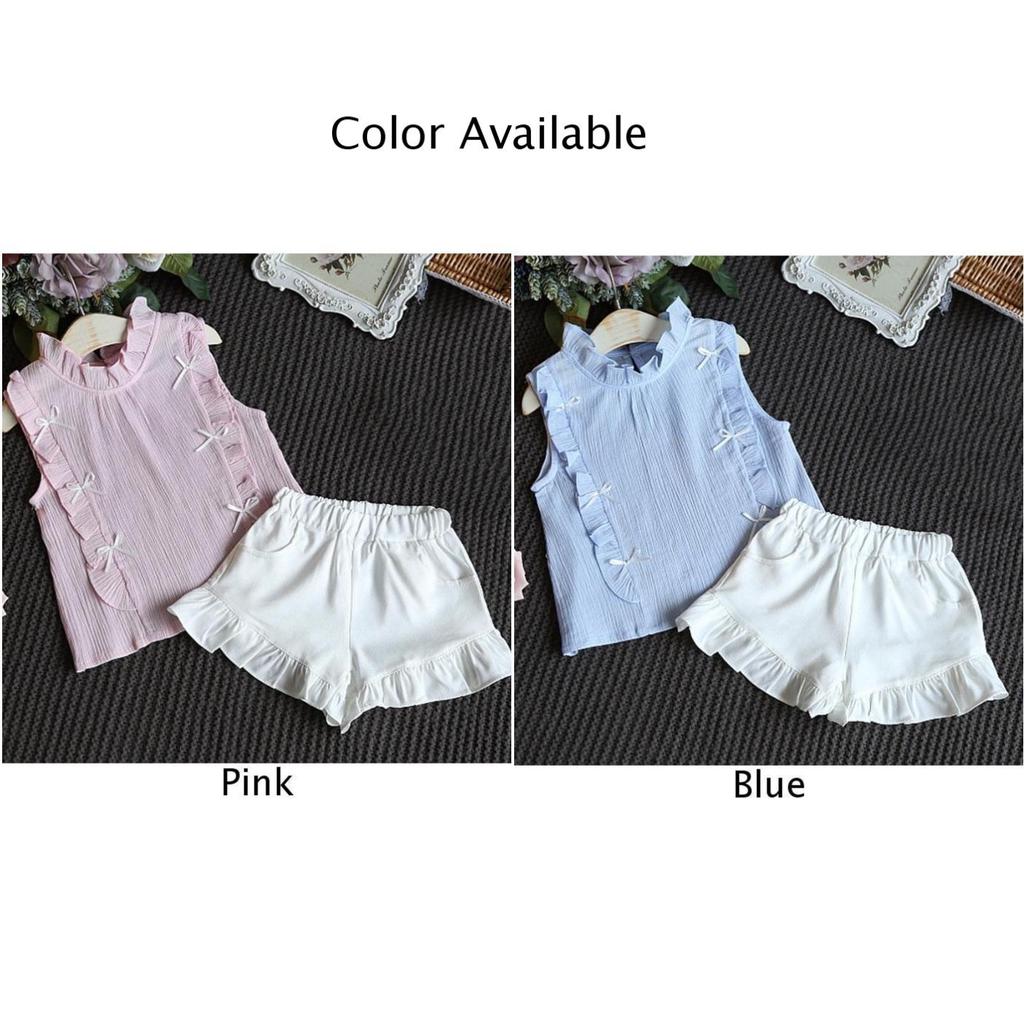 Pink/Blue Ruffle Girls Short Set with Ric/Rac Top main image 1
