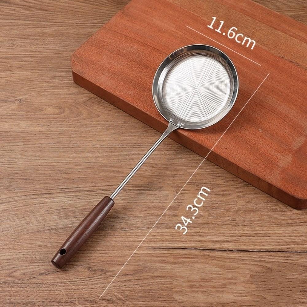 Fine Mesh 304 Stainless Steel Strainer Wooden Handle Dumpling Strainer Skimmer Spoon  Household Use