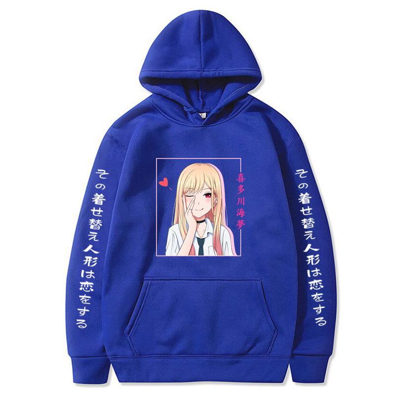 

Горячая аниме My Dress-Up Darling Kitagawa Marin с графическим принтом с капюшоном для мужчин и женщин Высококачественные толстовки с капюшоном Harajuku Unisex Толстовка 4XL синий