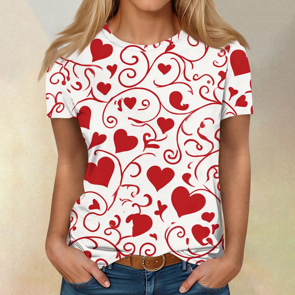 Women's Casual Fashion Valentine's Day Printed Short-Sleeve Top/T-Shirt