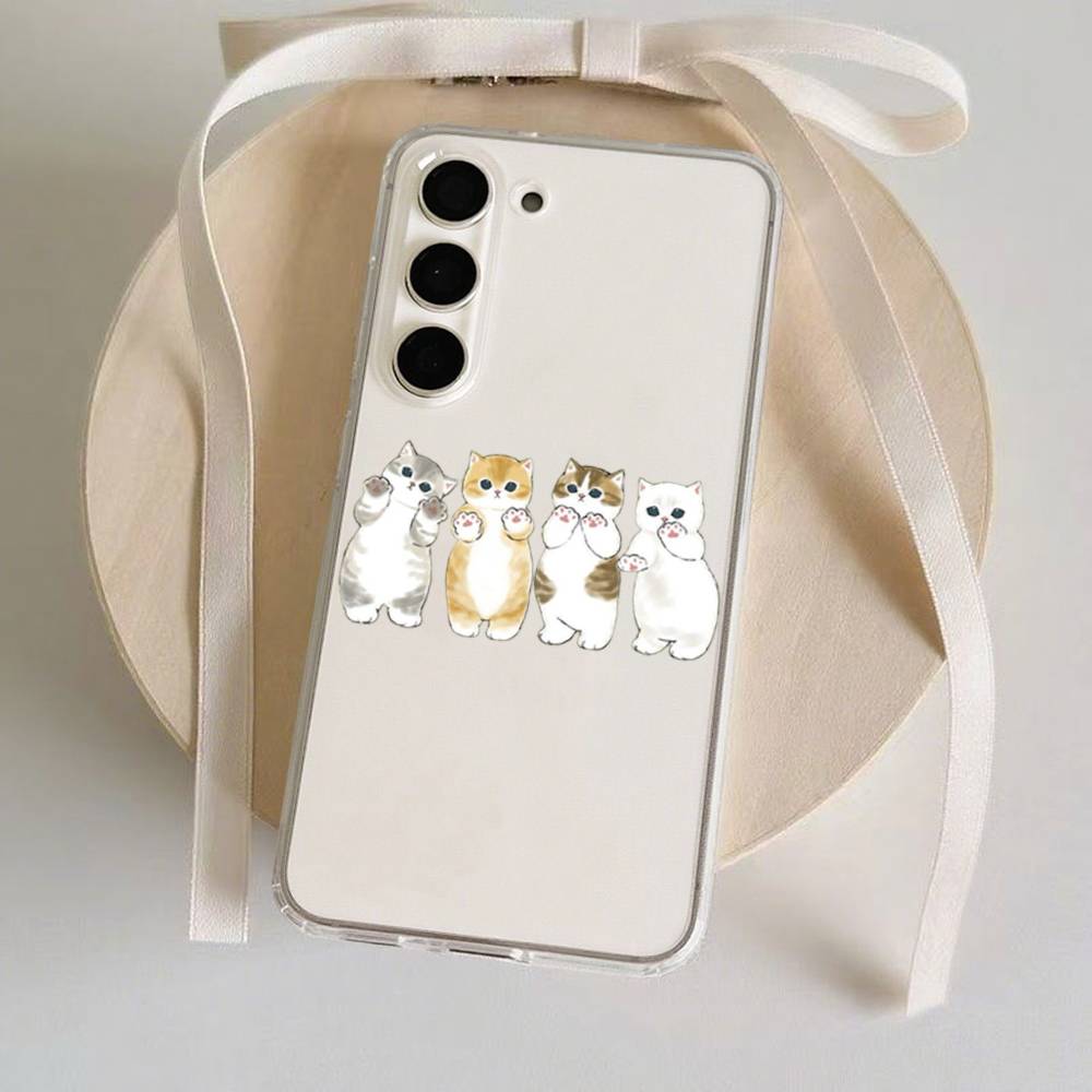 Cartoon Cat Phone Case For Samsung Galaxy S21 S22 S23 S24 S25ULTRA FE Ultra Plus5G A52S Transparent Cover