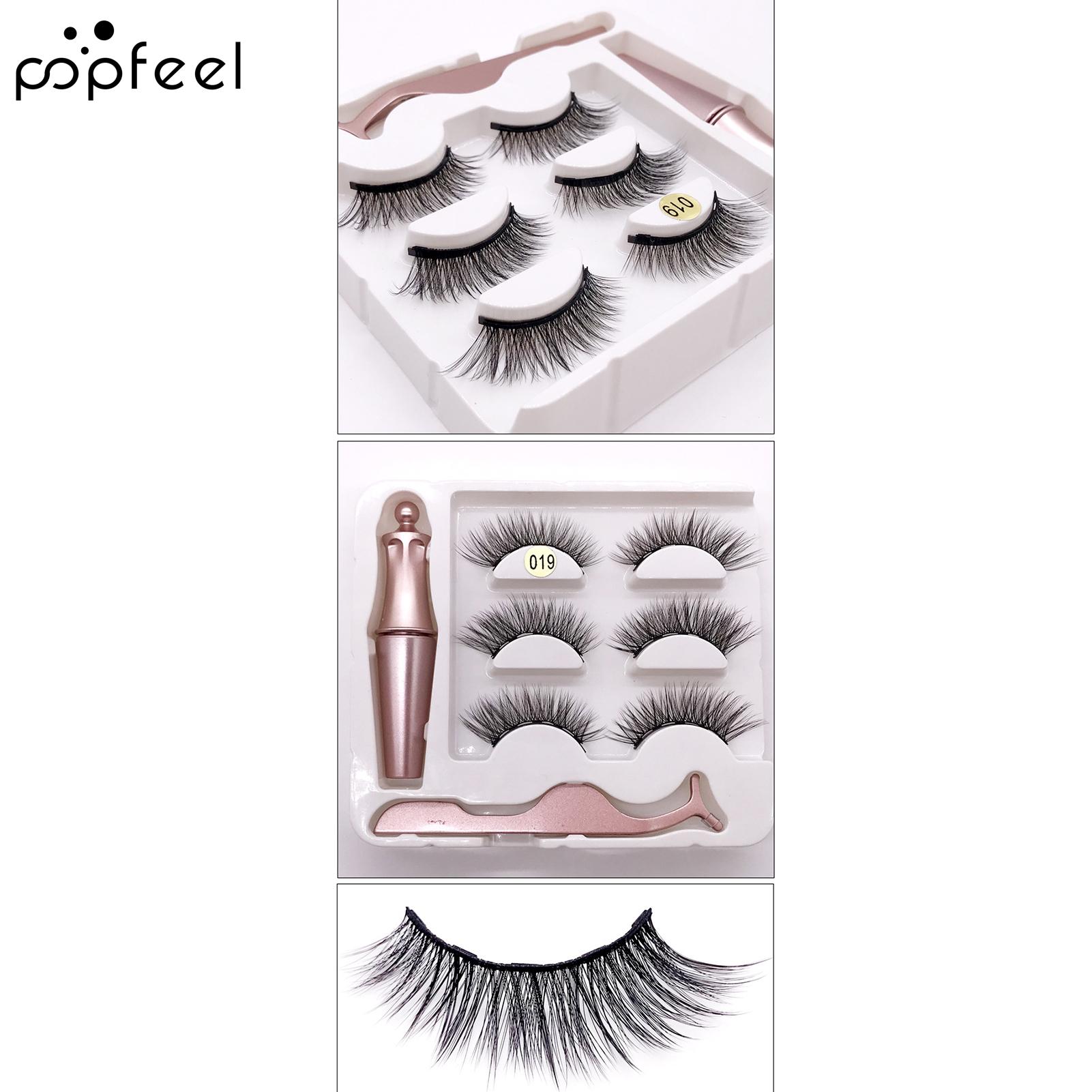 

Popfeel 3 пары натуральных толстых магнитных ресниц 3D наращивание ресниц