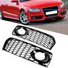Fog Light Grilles Modification Parts Thick Glossy ABS Front Bumper  or Geometric Mesh Design sy Installation Fitment for S5 B8  5 2008 2012