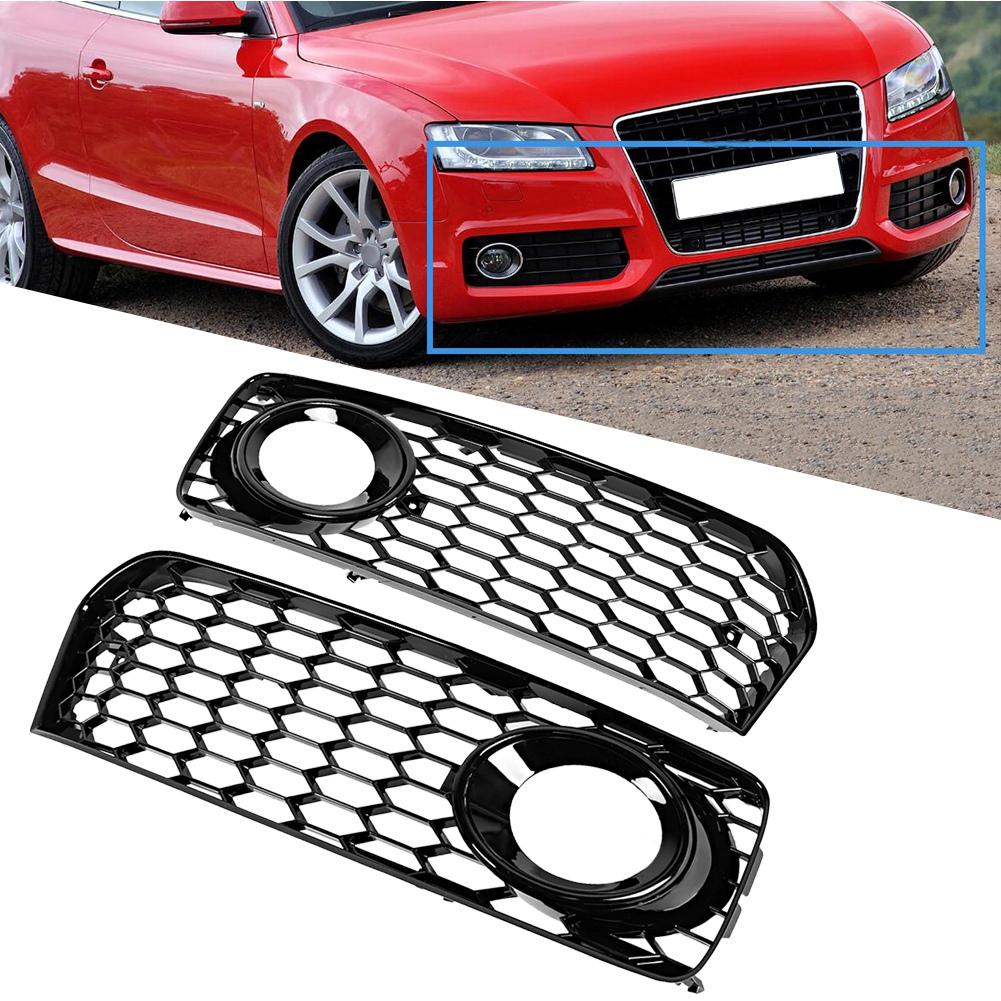 Fog Light Grilles Modification Parts Thick Glossy ABS Front Bumper or Geometric Mesh Design sy Installation Fitment for S5 B8 5 2008 2012