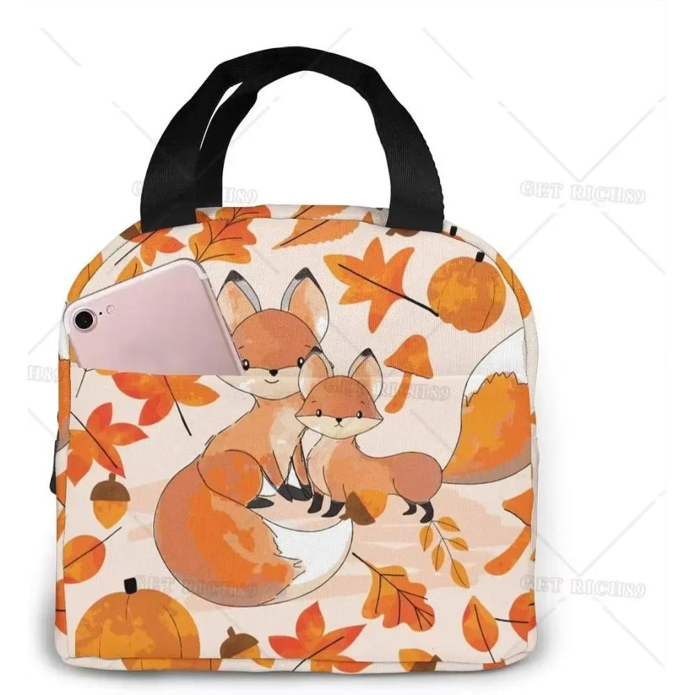 

Осенняя Милая Лиса Сумка Для Обеда Изолированная Коробка Для Обеда Холодильник Сумка Для Пикника Кемпинга Работа Путешествия 22x20x13CM бежевый