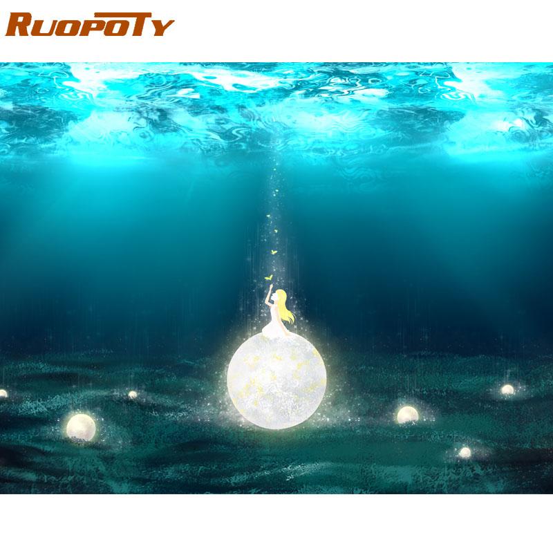 

RUOPOTY рамка водопад DIY набор для рисования по номерам пейзаж акриловая краска по номерам на холсте ручная роспись маслом подарок 40x50CM NO Frame