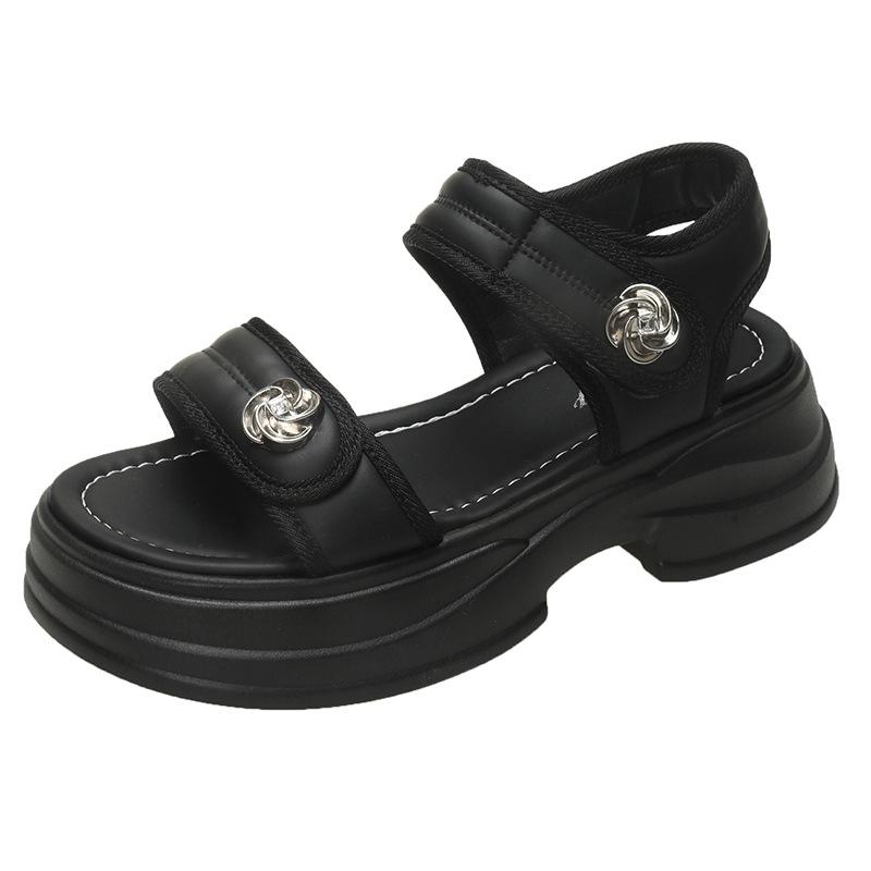 

Сандалии спортивные с толстой подошвой женские летние повседневные сандалии на липучках с увеличенным голенищем модная женская летняя обувь дышащая для жаркой погоды 40