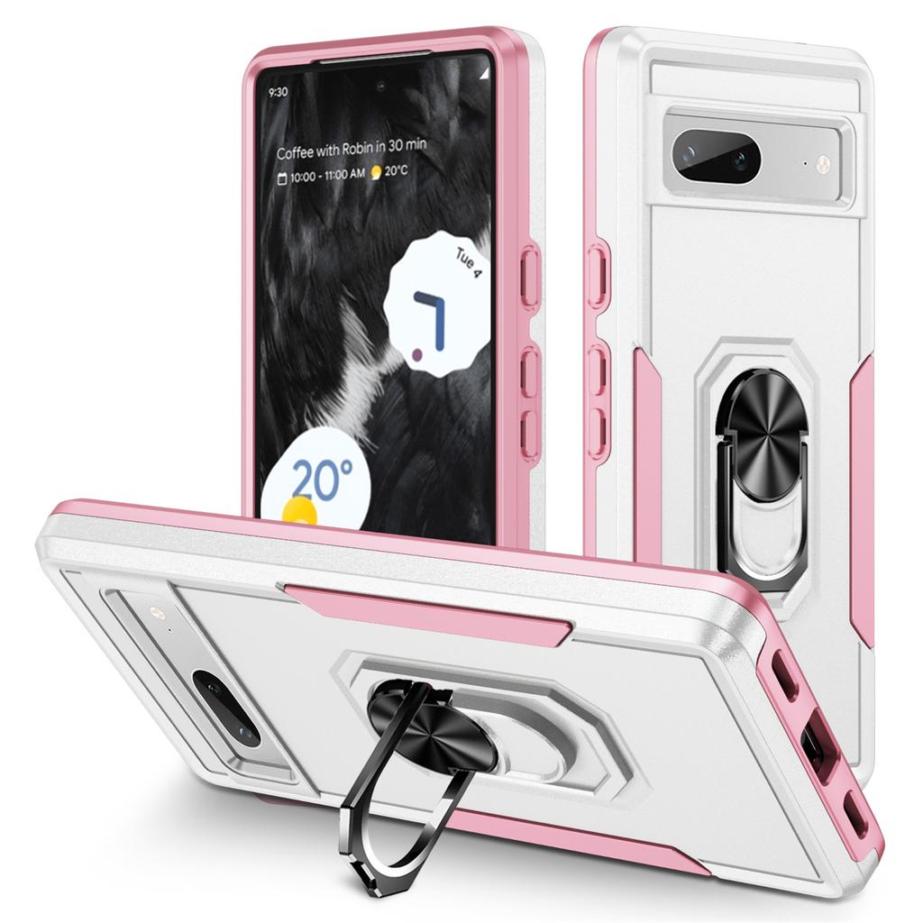 For Google Pixel 7a Case Military Grade Ring Kickstand PC + TPU Phone Cover
