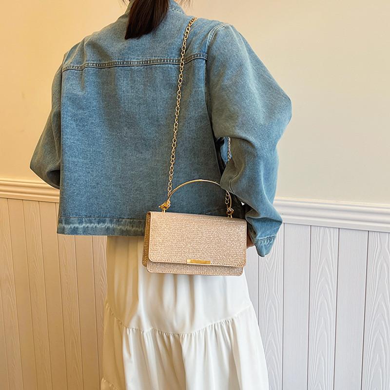 Simple Fashion Bag 2024 New Casual Korean Style Shoulder Bag Street Trend Sequined Medium Tote