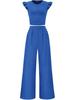 Women's 2026 Summer Solid Color Two-Piece Set with Ruffle Wide-Leg Pants
