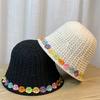 Crochet Bucket Hat with Flower Decals Summer Spring Bucket Hat Crochet Floppy Hat for Adult Teen Hat Knitted Sun Hat