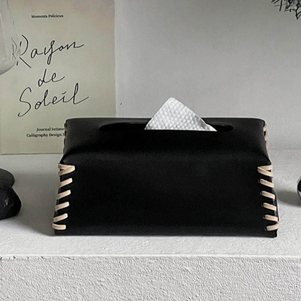Luxury Woven Tissue Box PU Leather Paper Towel Cover Creative Napkin Case  Living Room