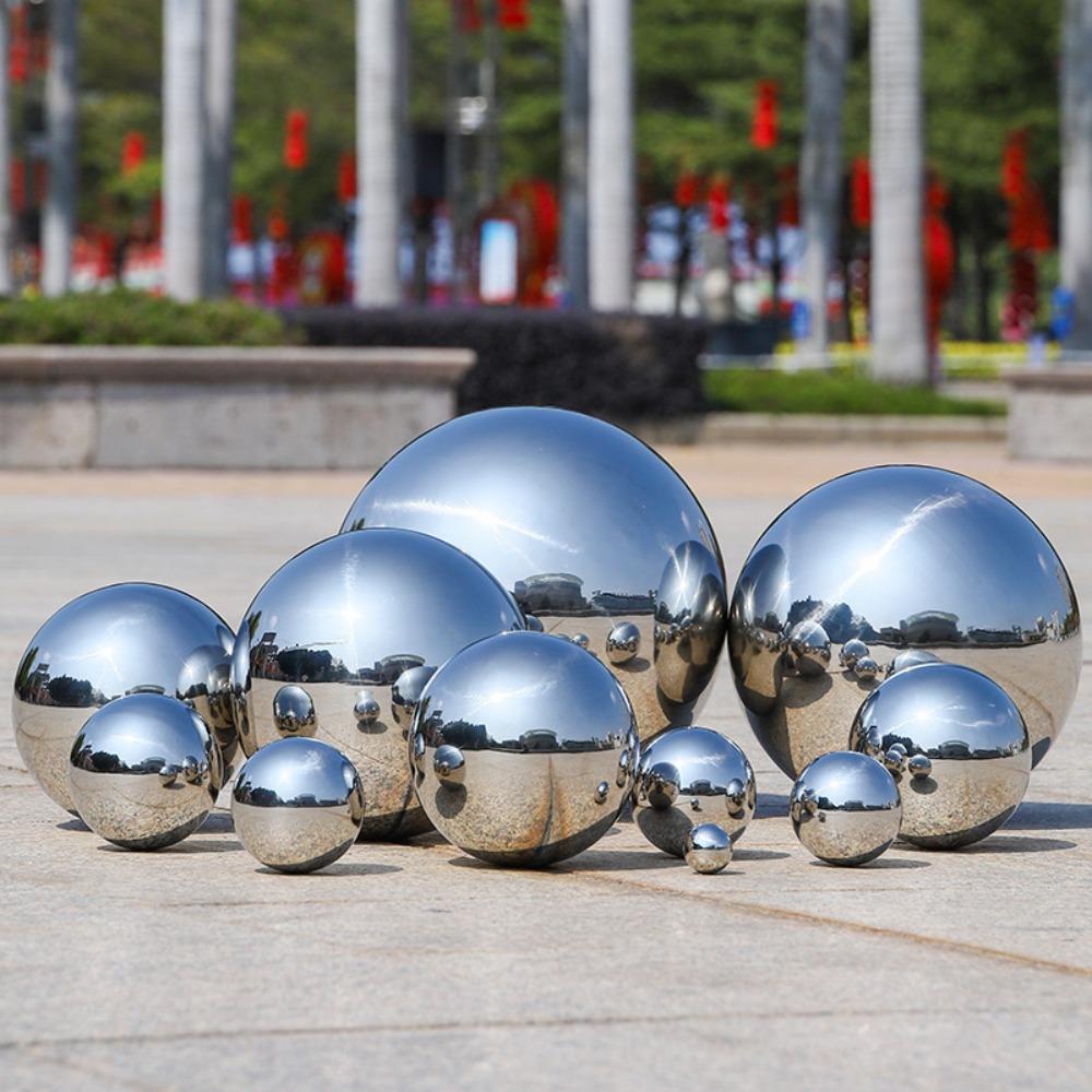Stainless Steel Hollow Ball Large Mirror Polished Reflective Sphere Decorative Metal Orb Ornament