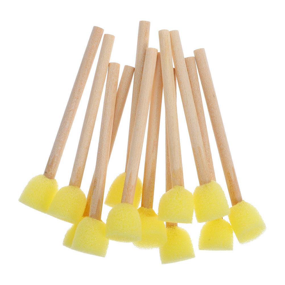 30Pcs Round Sponge Brushes Kids Art Supplies Soft Sponge Tips Wooden Handle Graffiti Painting Tools for Home School Art Class
