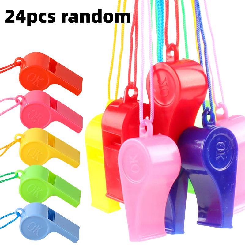 24pcs Multifunctional Plastic Rope Whistle for Children s Football Rugby Cheerleading Whistle Children s Toys Restless Gift