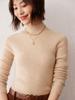 Women's Cashmere Striped High Neck Slim Fit Long Sleeve Top