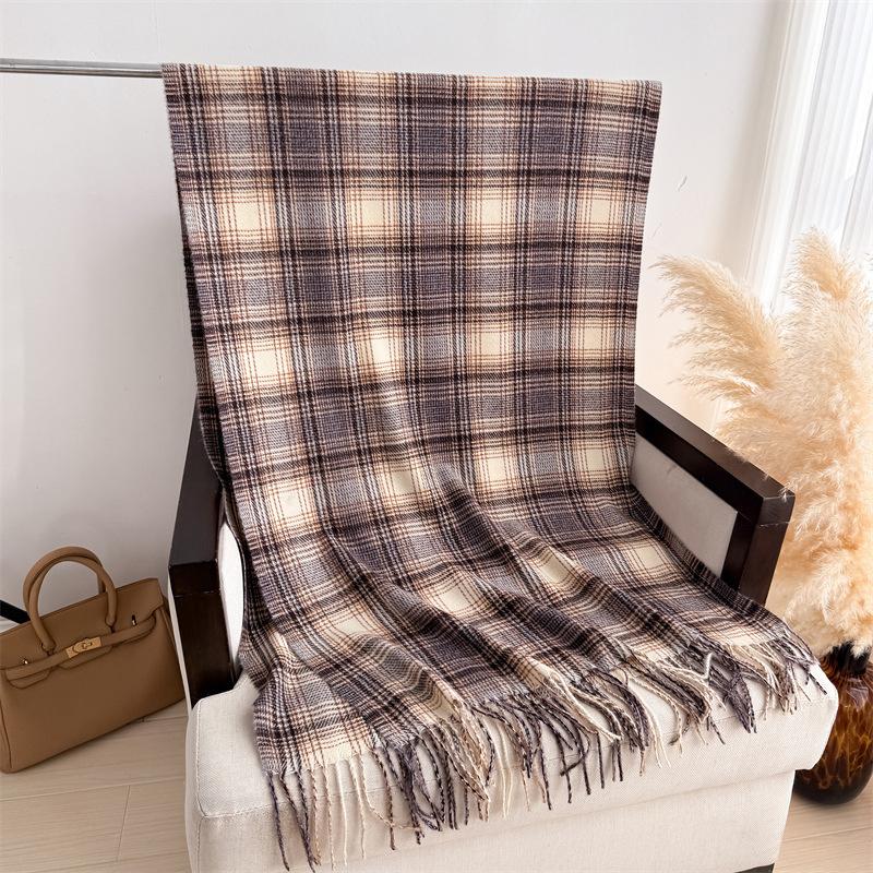 

Fashion Faux Cashmere Stripe Winter Warm Scarf Women Soft Shawls Designer Thick Wrap Poncho Unisex Pashmina Blanket Neckerchief 62x200cm