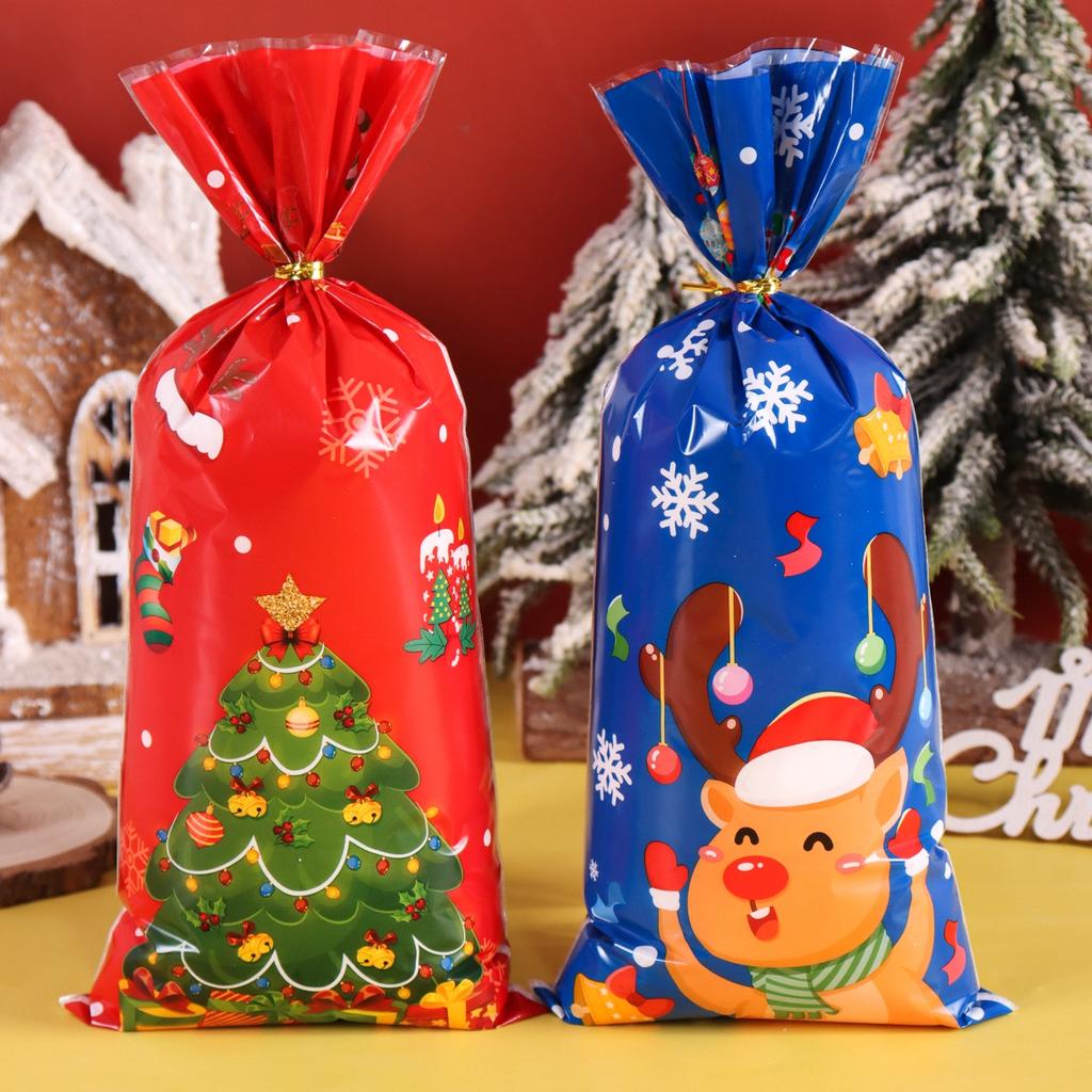 25/50/100pcs Christmas Gift Bags Christmas Decorations for Home 2026 Xmas Gifts New Year 2026 Santa Claus Snowman Packaging Bags