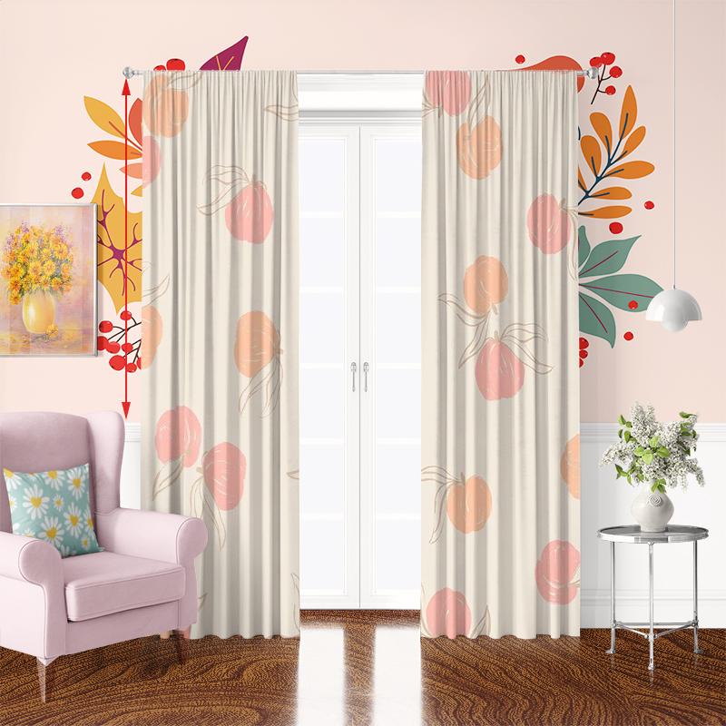 Set Of 2 Fruit Printed Curtains Polyester Material Suitable Bedroom Living Room Decoration Curtain For Made