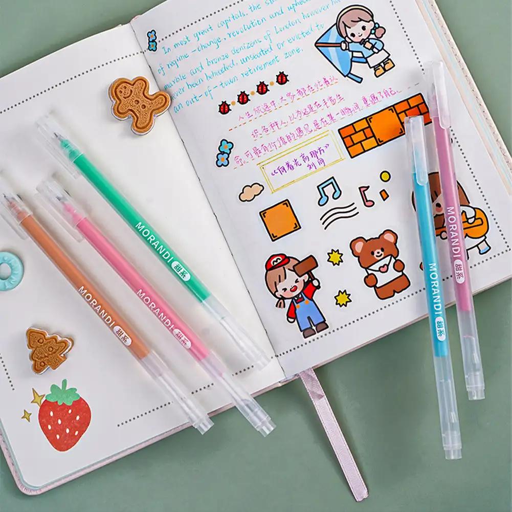 9pcs/box Morandi Color Gel Pens Set 0.5mm Handwriting Pen for DIY Scrapbook Students School Supplies Stationery Cute Pens