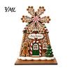 Wooden Holiday Tabletop Ornaments Christmas Windmill Ornament, 2D Rotating Decoration, Santa Gift for Family Centerpiece Table Mantel Shelf