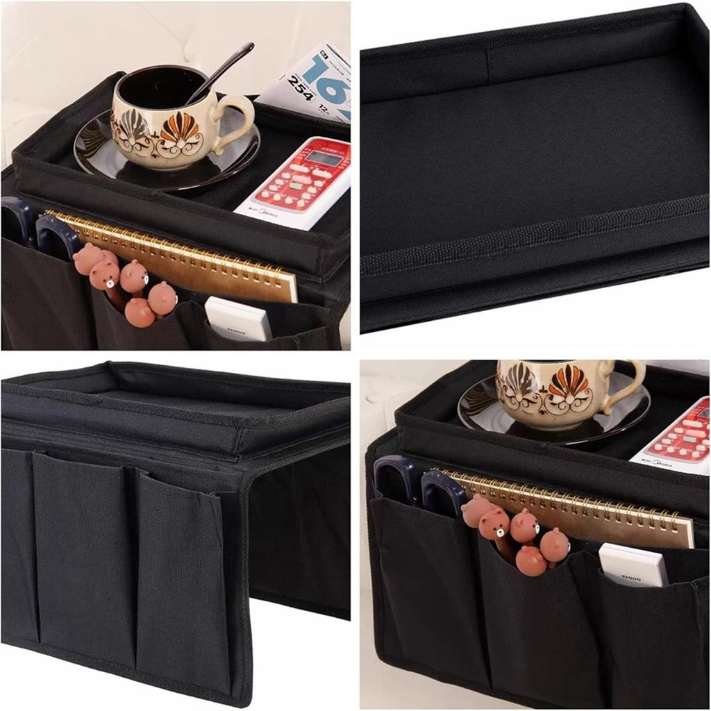 Sofa with Cup Holder No-Slip Couch Sofa Armrest Organiser Couch Remote Control Holder (Black)
