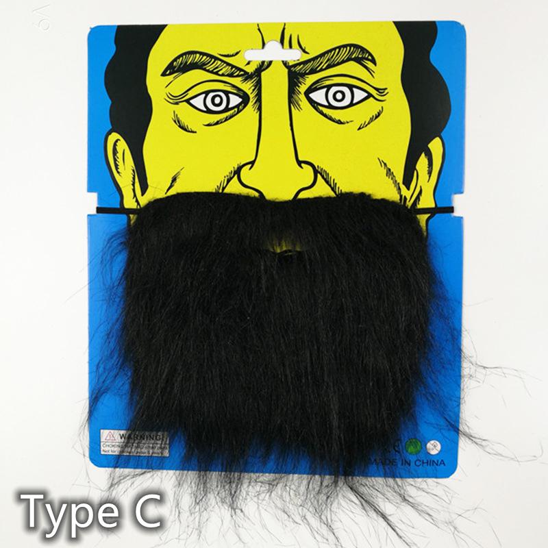 Black Fake Beard & Mustache Set - Unisex Costume Facial Hair for Halloween, Parties, Disguise Games & Pobooth Props