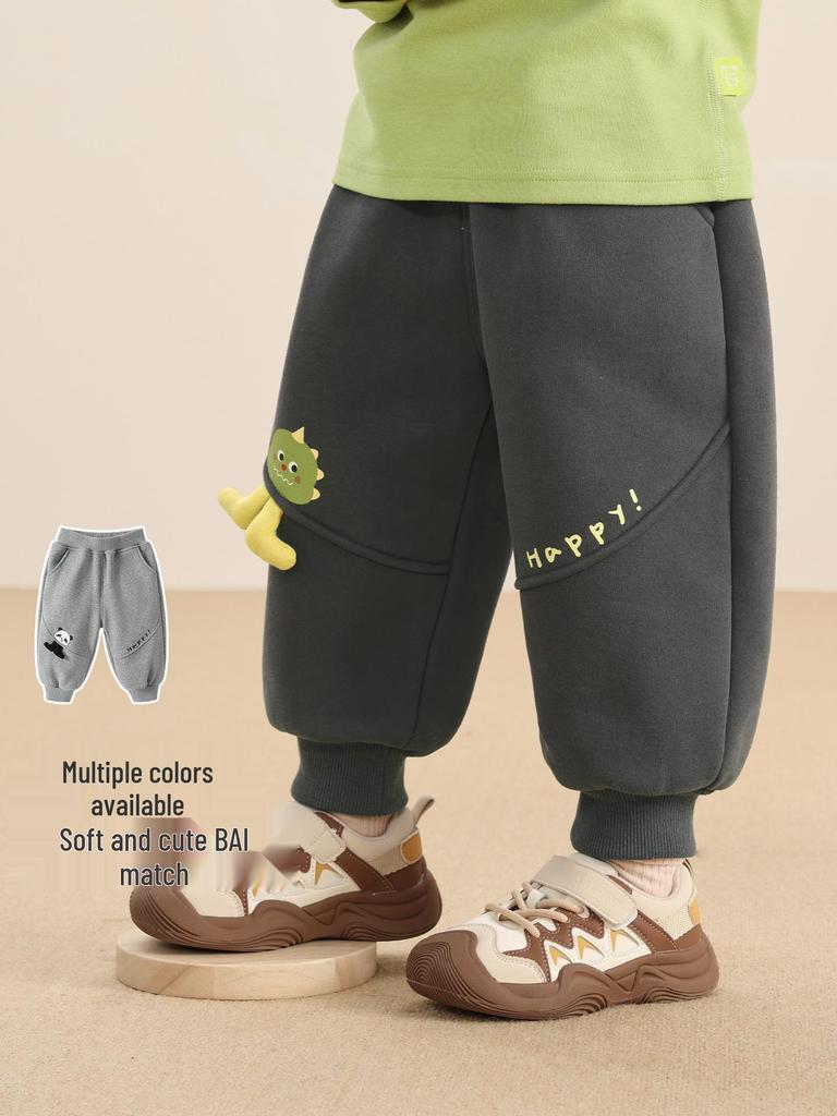 Kaka Panda Kids' Fleece-Lined Winter Sweatpants - Boys' & Girls' Warm Autumn/Winter Trousers