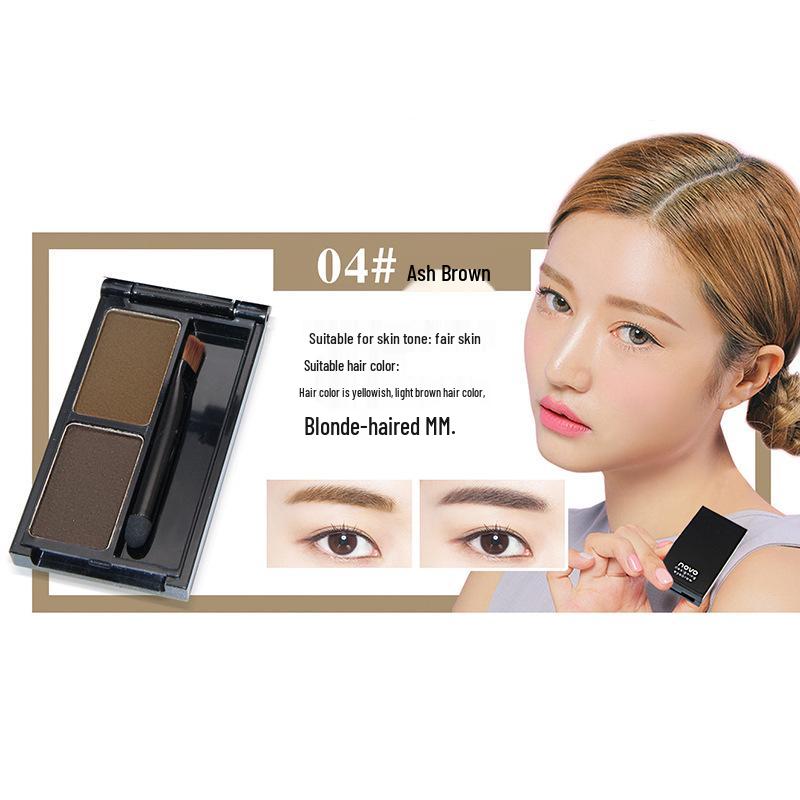 NOVO Dual-Color Eyebrow Powder: Waterproof, Sweatproof, Non-Smudging, Long-Lasting, Natural Look - Perfect for Beginners and Students.