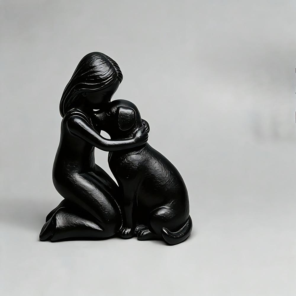 Friendship Sculpture of A Little Girl and A Little Dog, Suitable for Home and Office, Study/bookshelf, Foyer Decoration