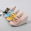 Peep Toe Sandals Women Summer Shoes Fashion Platform Shoes Elegant Ladies Sandals Wedge Heel 10cm Yellow Black Pink