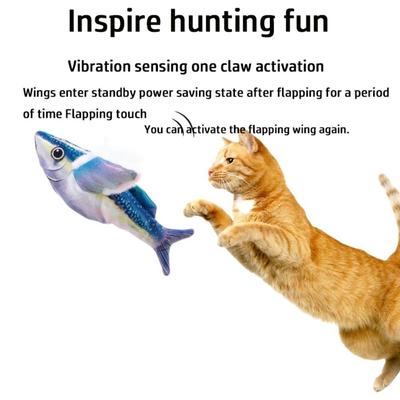 New Hangable Electric Flying Fish Cat USB Flapping Fish Touch-Activated Vivid Chirping Simulation Cat Indoor Cats