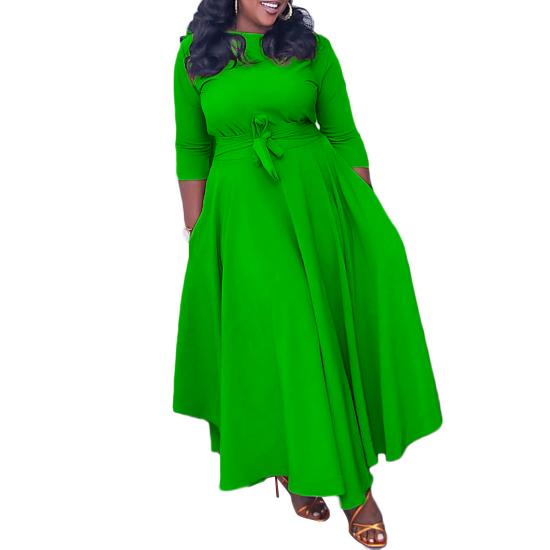 2023 New Fashion Lace Up Large Women's Long Dress