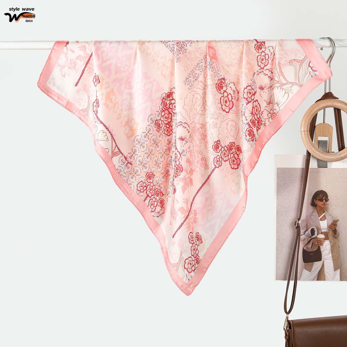 Women s Silk Scarf: Forest Style, Versatile Imitation Silk Hair Band 70x70 cm