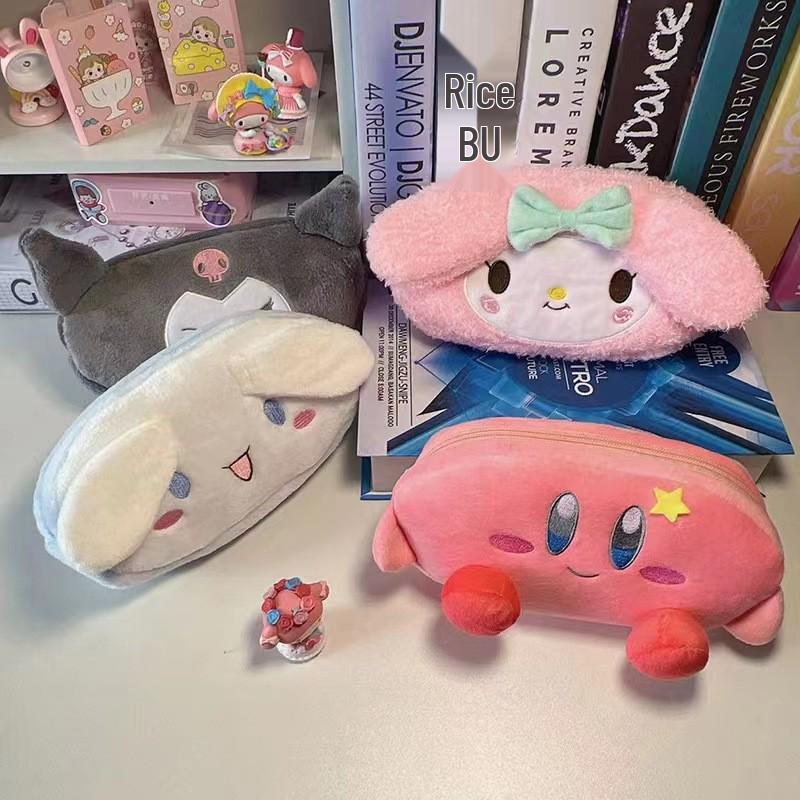 Cartoon Kirby and Kuromi Large Capacity Plush Pencil Case