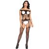 Sex Underwear Suspender One-piece Jacquard Leakage Milk Open Gear Leakage Hip Mesh Suit Through W262