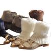 Women Boot Toppers Knitted Cuffs Short Solid Color Faux Furs Plush Leg Warmers Winter Warm Snow Skiing Footless Socks